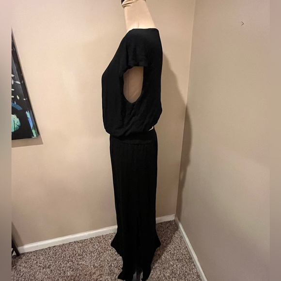 Felicity & Coco Black Jersey Knit Vienna Blouson Maxi,side slits, open back, L - Picture 5 of 11